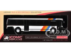 1980 Grumman 870 Advanced Design Transit Bus "MARTA Atlanta" White with Stripes "Vintage Bus & Motorcoach Collection" Limited Edition 1/87 (HO) Diecast Model by Iconic Replicas