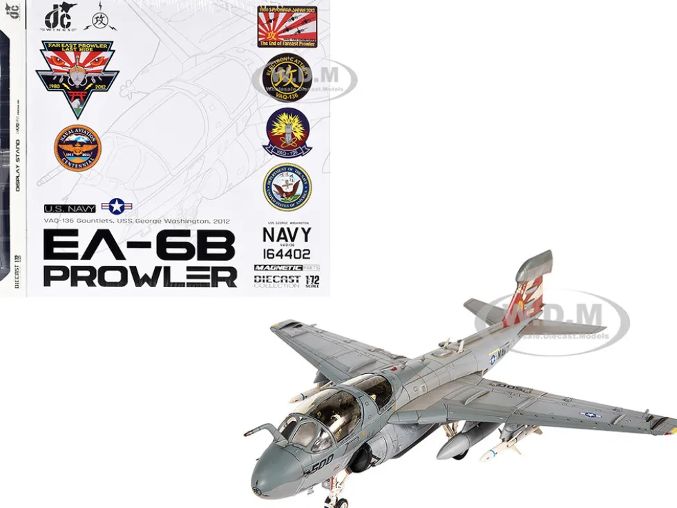 Grumman EA-6B Prowler Attack Aircraft "VAQ-136 Gauntlets, USS George Washington" (2012) United States Navy 1/72 Diecast Model by JC Wings