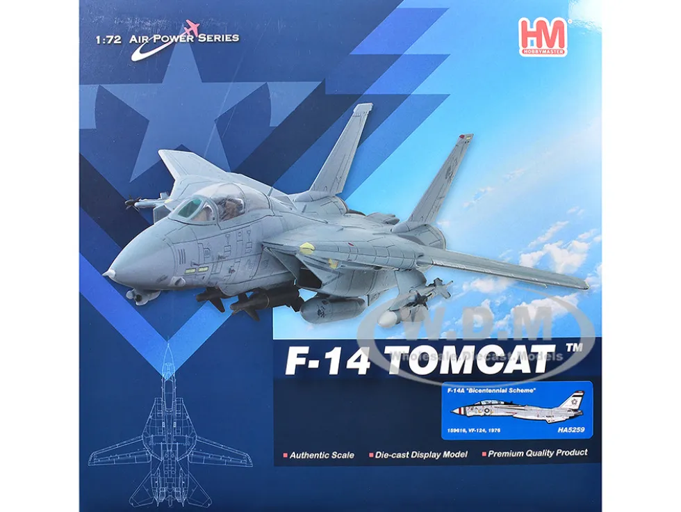 Grumman F-14A Tomcat Fighter Aircraft "Bicentennial Scheme, VF-124" (1976) United States Navy "Air Power Series" 1/72 Diecast Model by Hobby Master