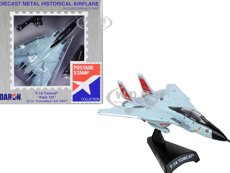 Grumman F 14 Tomcat Fighter Aircraft VF 31 Tomcatters United States Navy 1/160 Diecast Model Airplane Postage Stamp PS5383-5
