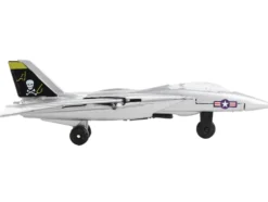 Grumman F 14 Tomcat Fighter Aircraft Silver Metallic United States Navy VF 84 Jolly Rogers with Runway Section Diecast Model Airplane Runway24 RW115