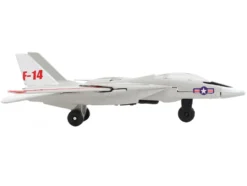 Grumman F 14 Tomcat Fighter Aircraft Gray with Red Stripes United States Navy Test Aircraft with Runway Section Diecast Model Airplane Runway24 RW110