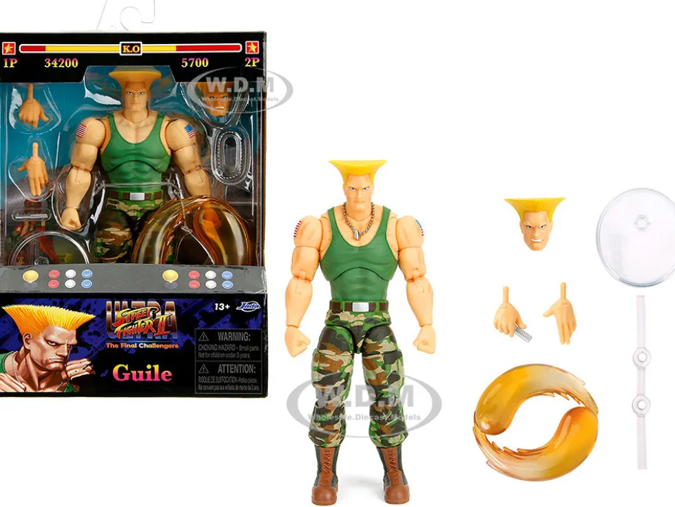 Guile 6" Moveable Figure with Accessories and Alternate Head and Hands "Ultra Street Fighter II: The Final Challengers" (2017) Video Game Model by Jada