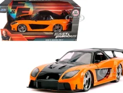 Han's Mazda RX-7 RHD Right Hand Drive Orange Black Fast & Furious Movie 1/24 Diecast Model Car Jada 30732