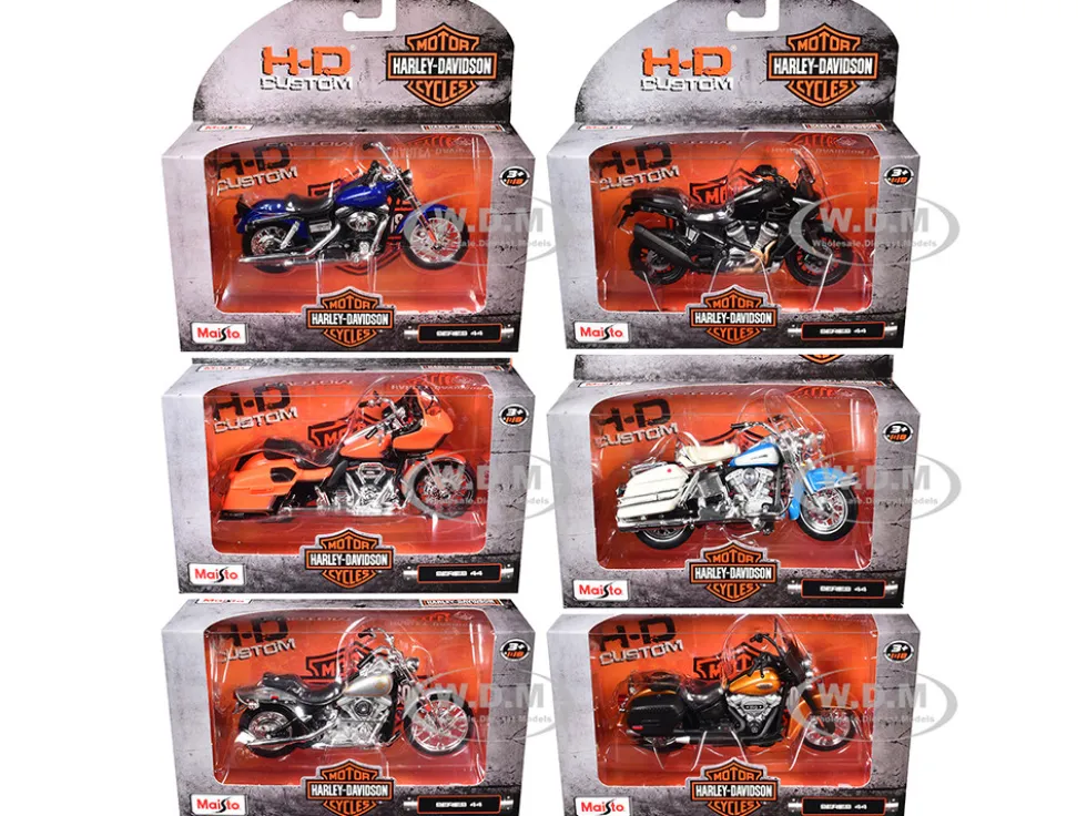 Harley-Davidson Motorcycles 6 piece Set Series 44 1/18 Diecast Models by Maisto