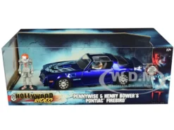Henry Bower's Pontiac Firebird Trans Am Candy Blue Pennywise Diecast Figurine It Chapter Two 2019 Movie 1/24 Diecast Model Car Jada 31118
