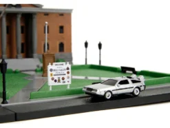 Hill Valley Courthouse Diorama with Black Pickup Truck and Delorean