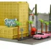Hollywood 100 Walk of Fame Diorama with Pink Convertible and Double Decker Bus Nano Scene Series model Jada 34807
