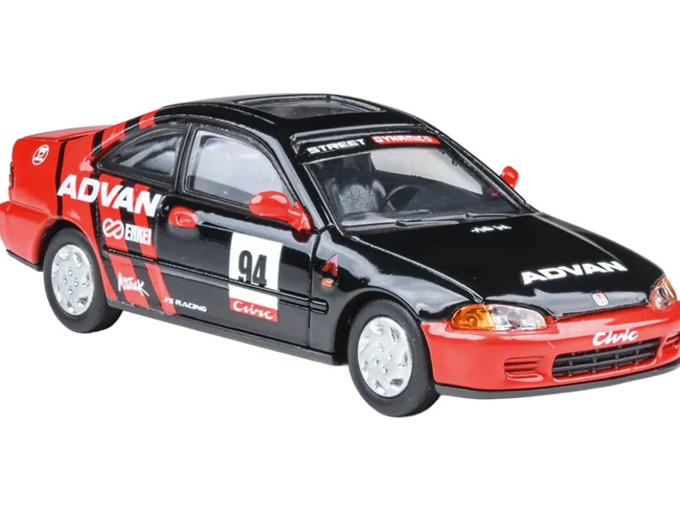 1995 Honda Civic Coupe EJ1 #94 "Autocross - ADVAN" Black and Red 1/64 Diecast Model Car by Paragon Models
