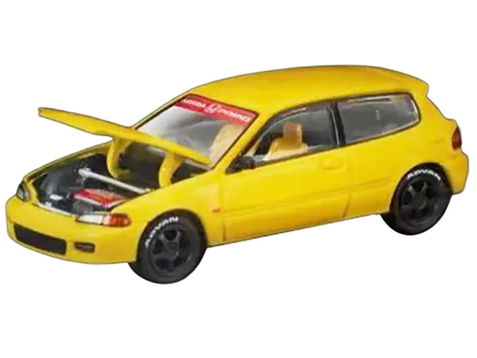 Honda Civic EG6 RHD (Right Hand Drive) Yellow "Vancouver 2026 Event Edition" 1/64 Diecast Model Car by Pop Race