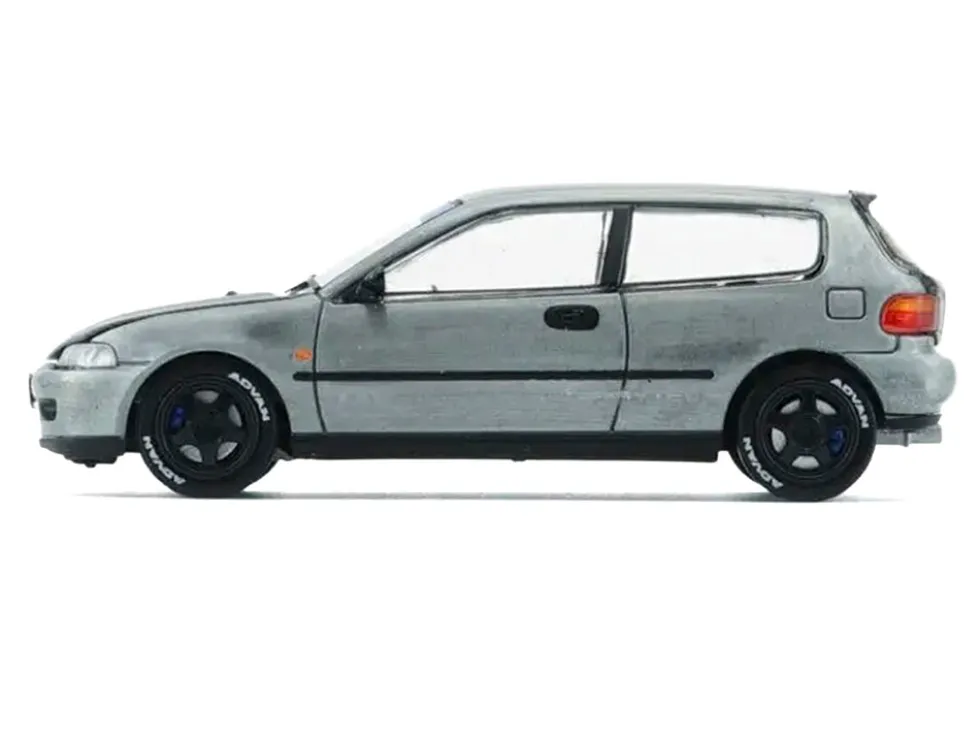 Honda Civic EG6 RHD (Right Hand Drive) Raw Metal with Carbon Hood with Alternates 1/64 Diecast Model Car by BM Creations
