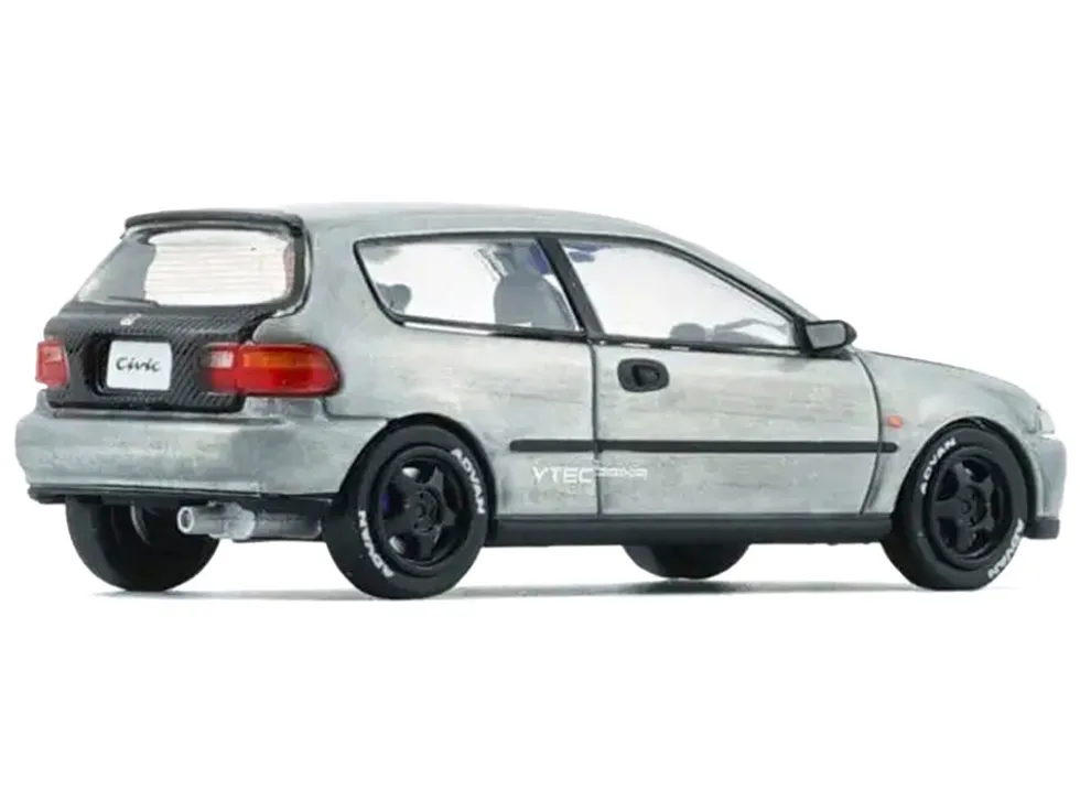 Honda Civic EG6 RHD (Right Hand Drive) Raw Metal with Carbon Hood with Alternates 1/64 Diecast Model Car by BM Creations