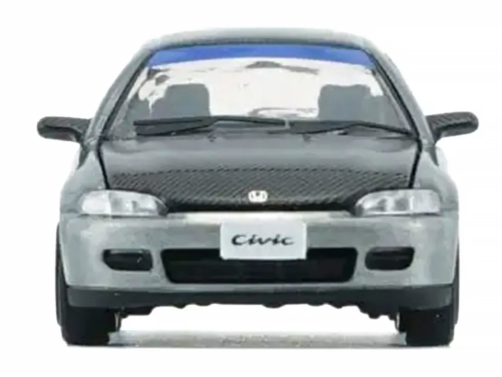 Honda Civic EG6 RHD (Right Hand Drive) Raw Metal with Carbon Hood with Alternates 1/64 Diecast Model Car by BM Creations