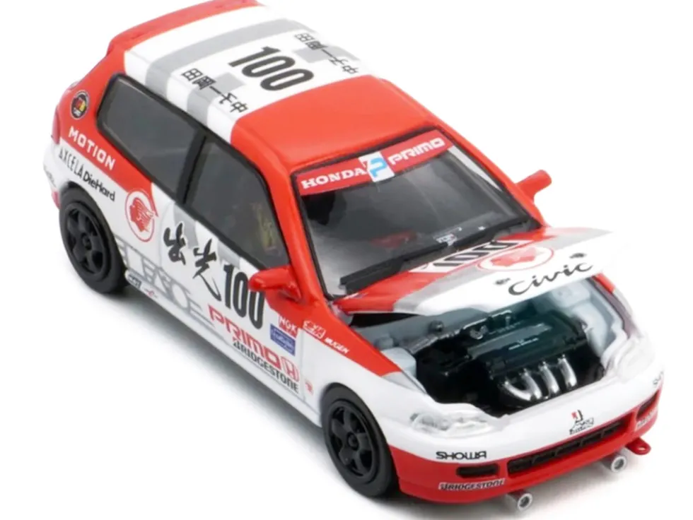 Honda Civic EG6 RHD (Right Hand Drive) #100 Osamu Nakako - Hideki Okada "Mugen Honda" "Japanese Touring Car Championship" (1993) 1/64 Diecast Model Car by BM Creations
