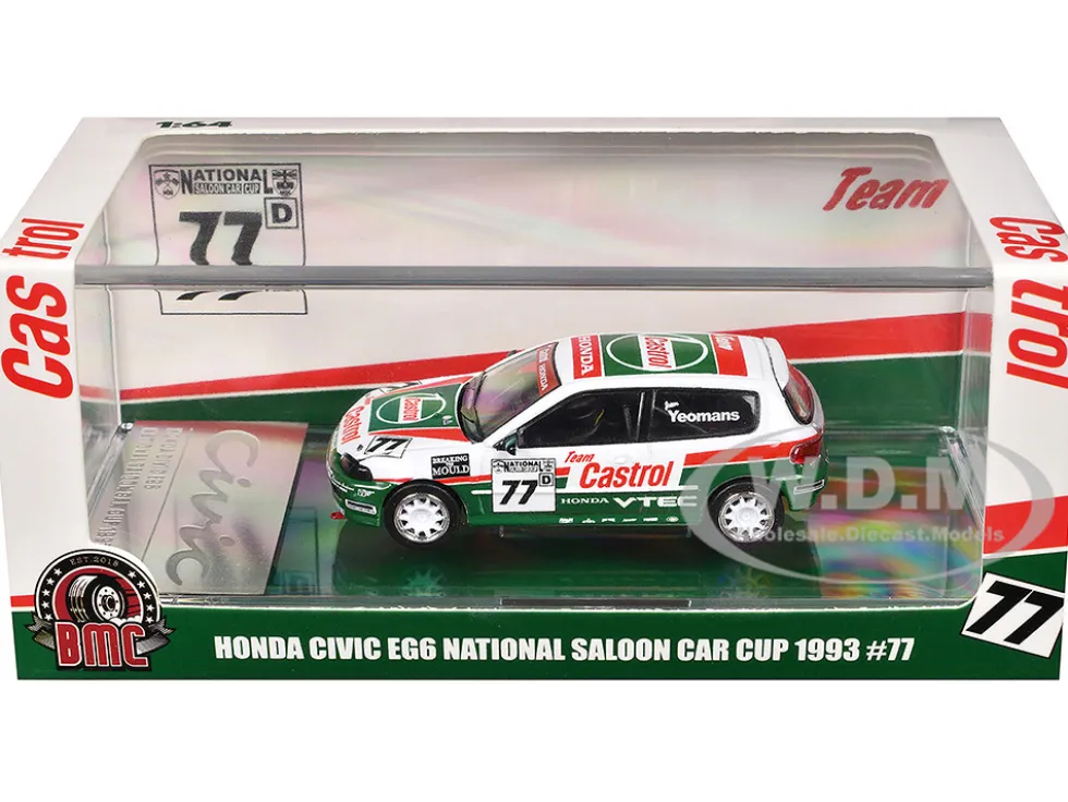 Honda Civic EG6 RHD (Right Hand Drive) #77 Team Castrol "National Saloon Car Cup" (1993) 1/64 Diecast Model Car by BM Creations
