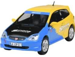 2001 Honda Civic Type R EP3 Blue and Yellow with Black Hood 