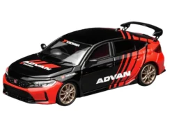 Honda Civic Type R (FL5) RHD (Right Hand Drive) "ADVAN" Black and Red 1/64 Diecast Model Car by MotorHelix