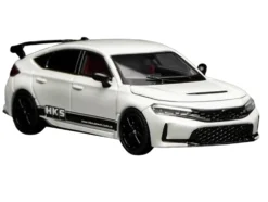 Honda Civic Type R (FL5) RHD (Right Hand Drive) "HKS" White with Black Stripes 1/64 Diecast Model Car by MotorHelix