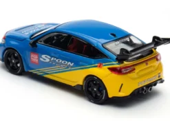 Honda Civic Type R FL5 "Spoon Sports" Blue and Yellow "Tokyo Auto Salon - Hong Kong 2025" 1/64 Diecast Model Car by Pop Race