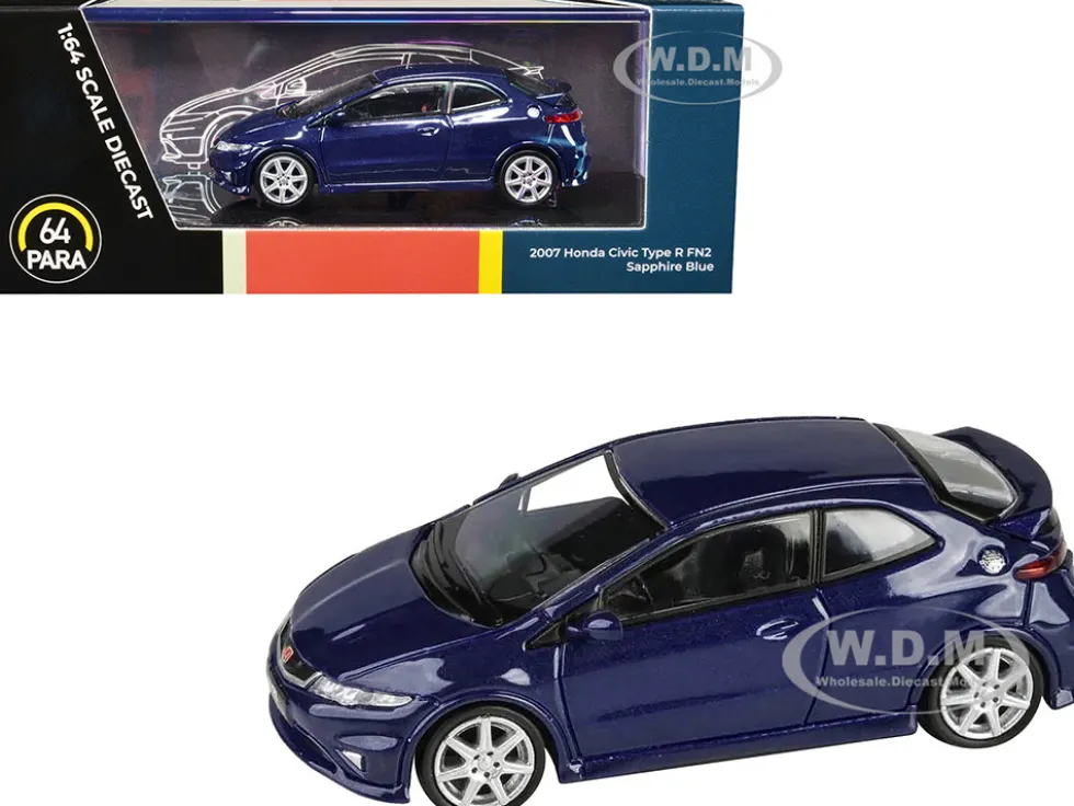 2007 Honda Civic Type R FN2 Sapphire Blue Metallic 1/64 Diecast Model Car Paragon Models PA-55396