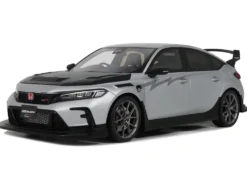2024 Honda Civic Type R Mugen Group B RHD (Right Hand Drive) Matt Silver Metallic with Black Hood Limited Edition to 999 pieces Worldwide 1/18 Model Car by Otto Mobile