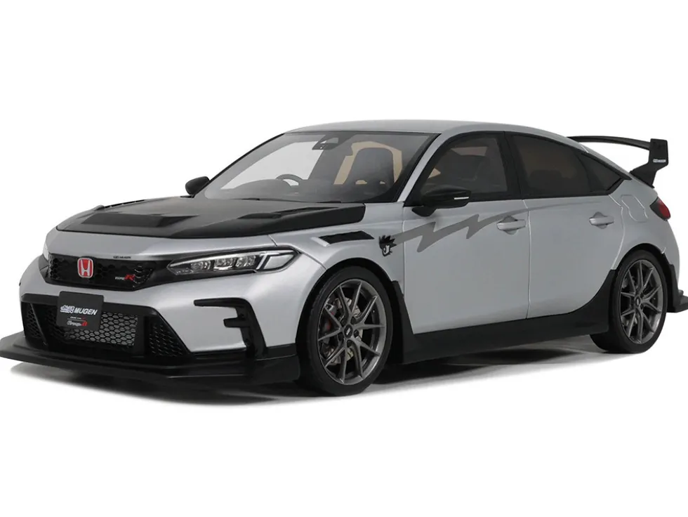 2024 Honda Civic Type R Mugen Group B RHD (Right Hand Drive) Matt Silver Metallic with Black Hood Limited Edition to 999 pieces Worldwide 1/18 Model Car by Otto Mobile