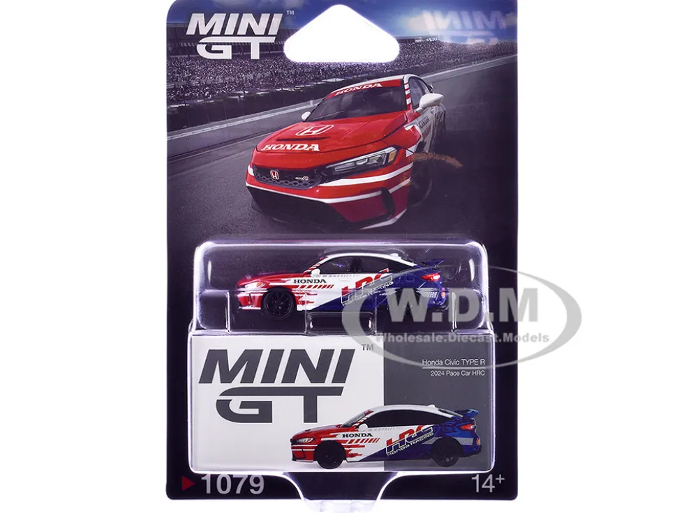 Honda Civic TYPE R "2024 Pace Car HRC" White with Red and Blue Graphics Limited Edition 1/64 Diecast Model Car by Mini GT