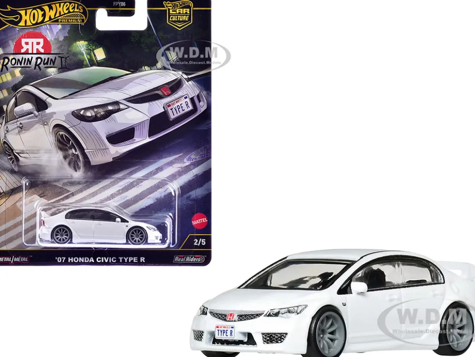 2007 Honda Civic Type R RHD (Right Hand Drive) White "Ronin Run II" Series Diecast Model Car by Hot Wheels