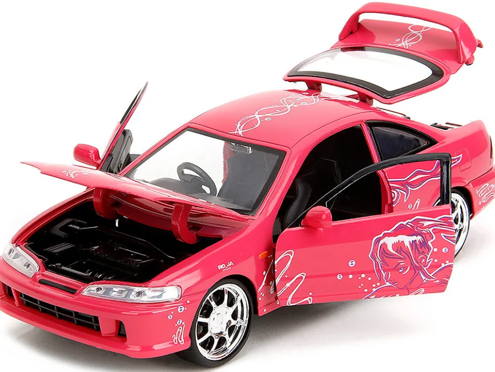 1995 Honda Integra Type R Pink with Graphics "Fast & Furious Remix" Series 1/24 Diecast Model Car by Jada