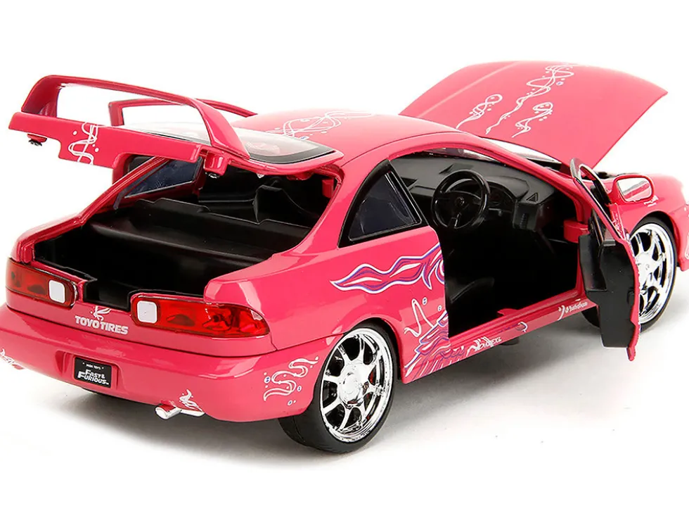 1995 Honda Integra Type R Pink with Graphics "Fast & Furious Remix" Series 1/24 Diecast Model Car by Jada