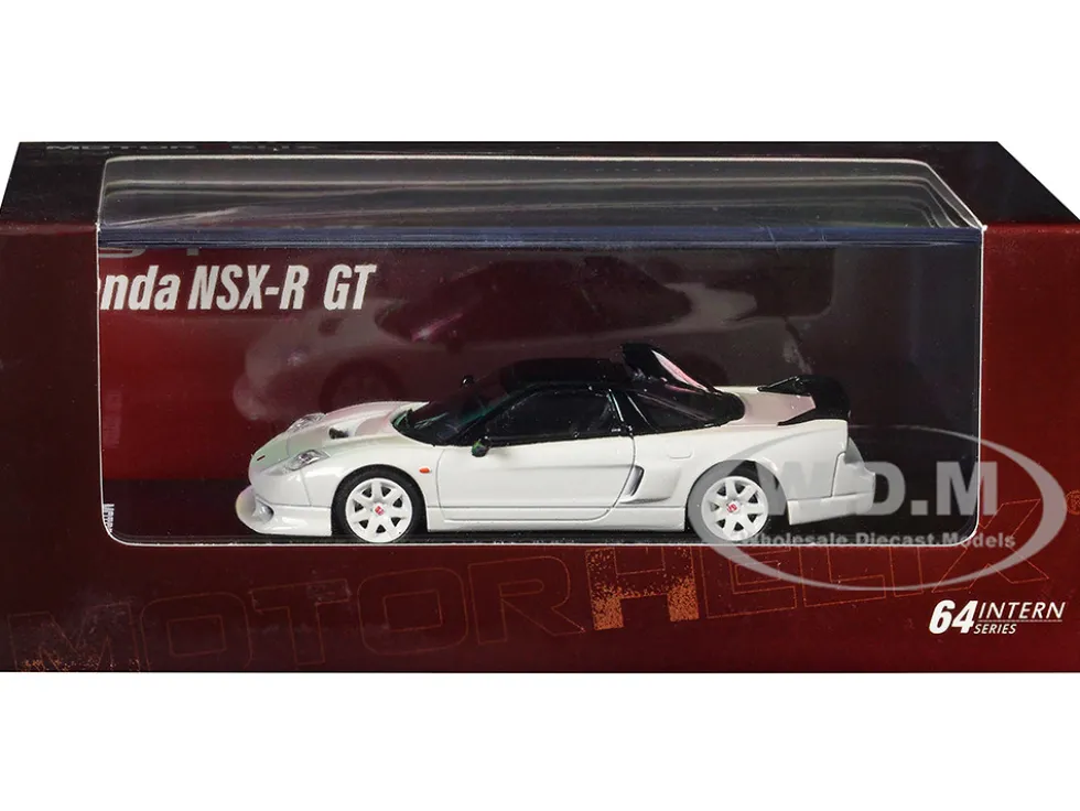 Honda NSX-R GT RHD (Right Hand Drive) Championship White with Black Top "Intern 64" Series 1/64 Diecast Model Car by MotorHelix