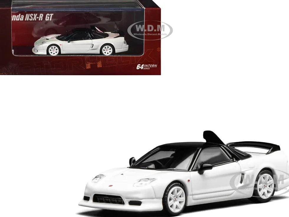 Honda NSX-R GT RHD (Right Hand Drive) Championship White with Black Top "Intern 64" Series 1/64 Diecast Model Car by MotorHelix