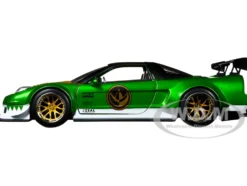2002 Honda NSX Type-R Japan Spec RHD Right Hand Drive Green Ranger Diecast Figurine Power Rangers 1/24 Diecast Model Car Jada 31909