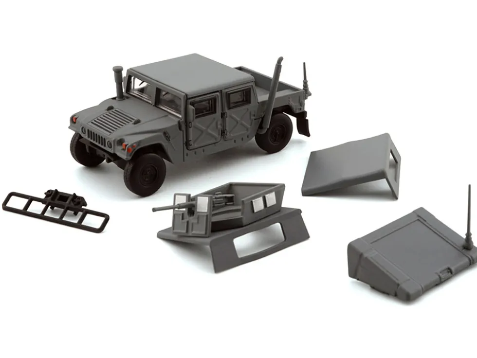 HUMVEE 4-CT Military Vehicle Matt Gray with Alternative Tops 1/64 Diecast Model Car by BM Creations