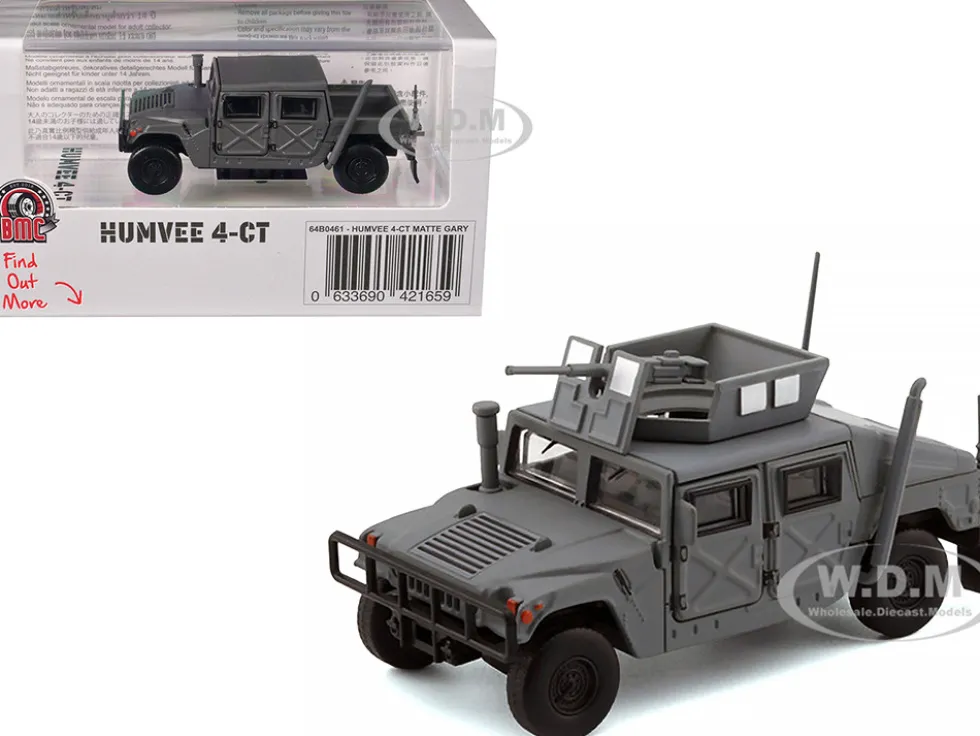 HUMVEE 4-CT Military Vehicle Matt Gray with Alternative Tops 1/64 Diecast Model Car by BM Creations