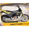 2023 Husqvarna 701 Supermoto Motorcycle Matt Black and Gray with Yellow and White Accents 1/12 Diecast Motorcycle Model by Maisto