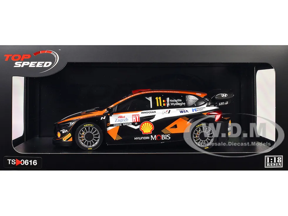 Hyundai i20 N Rally1 Hybrid #11 Thierry Neuville - Martijn Wydaeghe "Hyundai Shell Mobis WRT" Winner "Rally Croatia Power Stage" (2023) 1/18 Model Car by Top Speed