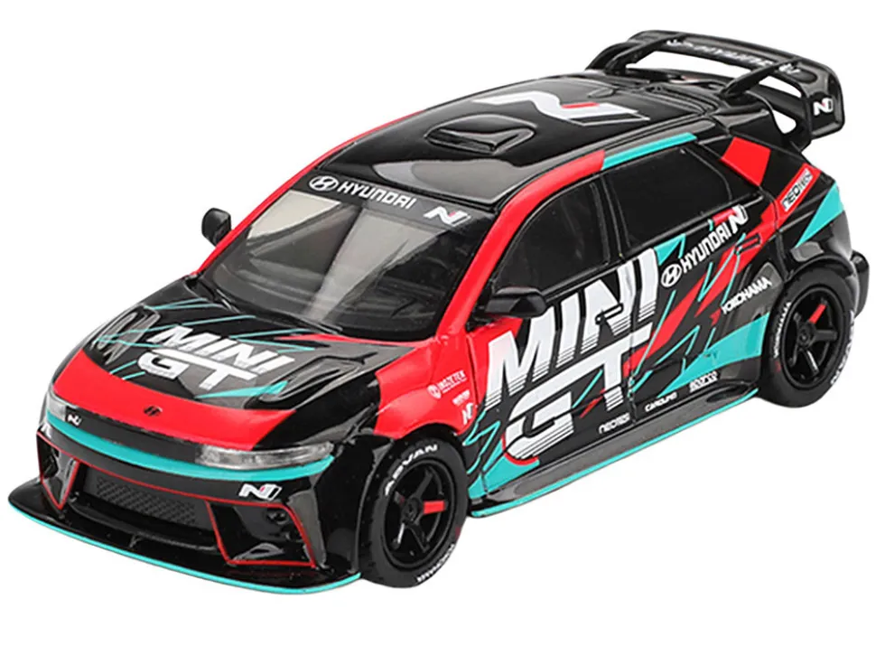 Hyundai Ioniq 5N RS-01T "Mini GT" Black with Graphics "2025 Tokyo Auto Salon" Limited Edition 1/64 Diecast Model Car by Mini GT