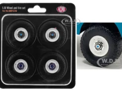 35 Inch Offroad Wheel and Tire Set of 4 pieces from 1967 Chevrolet K-10 Pickup Truck for 1/18 Scale Models by ACME