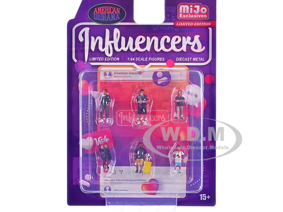 Influencers 6 piece Diecast Figure Set Limited Edition for 1/64 Scale Models by American Diorama