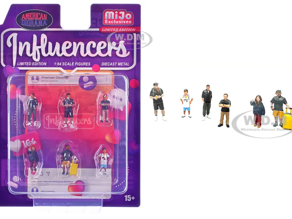 Influencers 6 piece Diecast Figure Set Limited Edition for 1/64 Scale Models by American Diorama