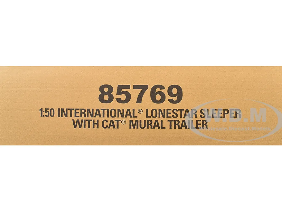 International Lonestar Truck with Sleeper Silver Metallic with "CAT Caterpillar" Mural Trailer "Transport Series" 1/50 Diecast Model by Diecast Masters