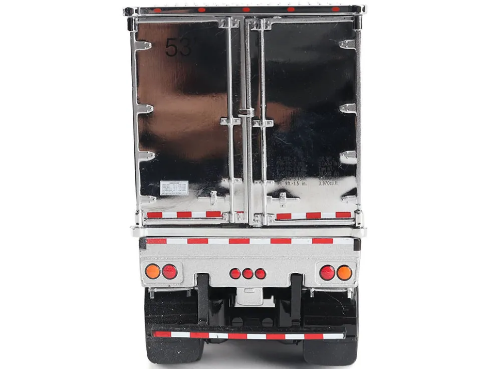 International Lonestar Truck with Sleeper Silver Metallic with "CAT Caterpillar" Mural Trailer "Transport Series" 1/50 Diecast Model by Diecast Masters