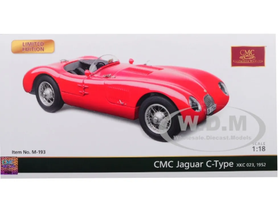 1952 Jaguar C-Type XKC 023 Red Limited Edition 1000 pieces Worldwide 1/18 Diecast Model Car CMC 193