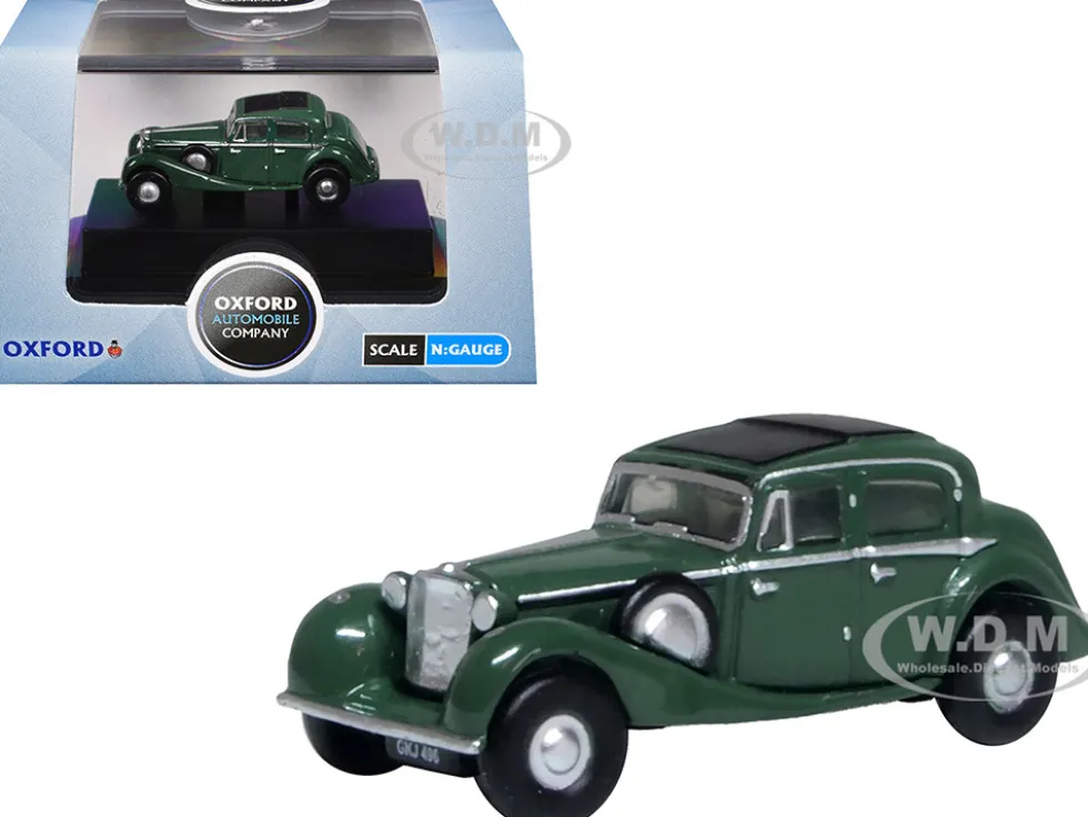 Jaguar SS RHD (Right Hand Drive) Suede Green with Black Top 1/148 (N) Scale Diecast Model Car by Oxford Diecast