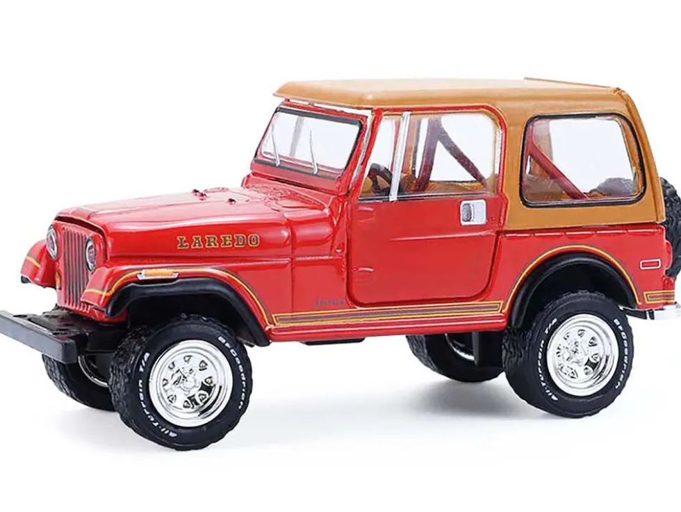 1980 Jeep CJ-7 Laredo Red with Tan Top "All Terrain" Series 17 1/64 Diecast Model Car by Greenlight