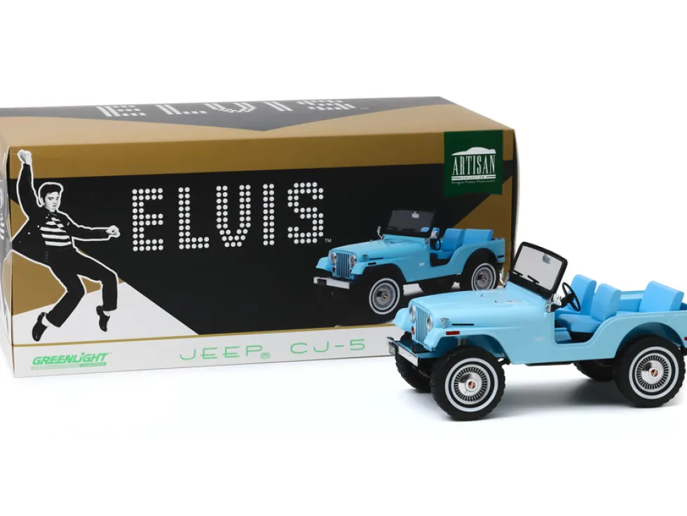 Jeep CJ-5 Sierra Blue Elvis Presley 1935 1977 1/18 Diecast Model Car Greenlight 19061