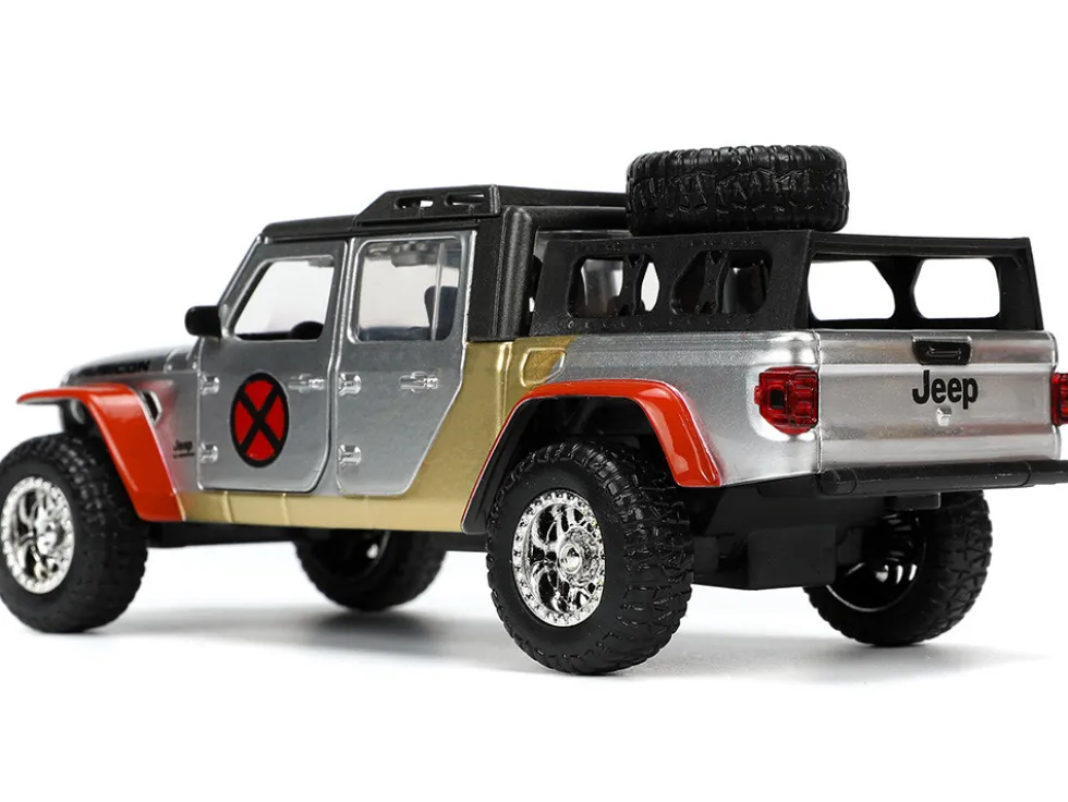 2020 Jeep Gladiator Pickup Truck Silver Colossus Diecast Figurine X-Men Marvel Hollywood Rides Series 1/32 Diecast Model Car Jada 33363