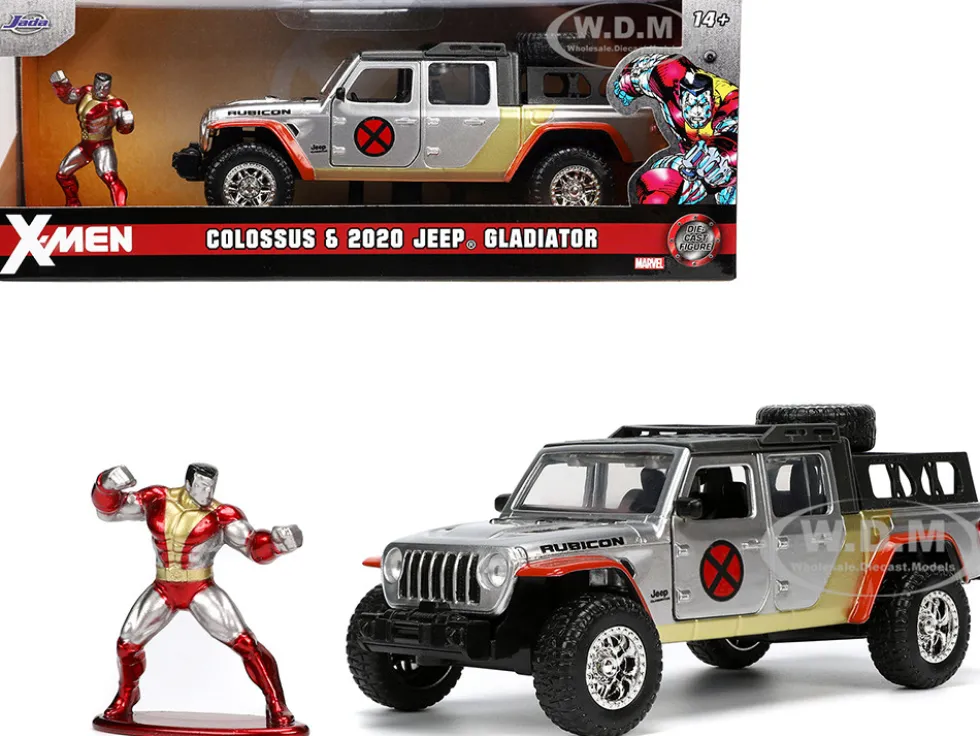 2020 Jeep Gladiator Pickup Truck Silver Colossus Diecast Figurine X-Men Marvel Hollywood Rides Series 1/32 Diecast Model Car Jada 33363