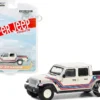 2021 Jeep Gladiator Pickup Truck Super Jeep Tribute White with Red and Blue Stripes Hobby Exclusive Series 1/64 Diecast Model Car Greenlight 30382